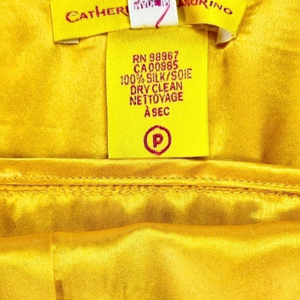 NWOT Catherine Malandrino Flowy Dress Sz.6 100% Silk Yellow Event Feminine - Picture 12 of 15